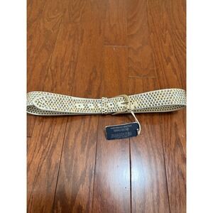 Amsterdam Heritage Zina Studded Belt Ivory Leather Gold Silver Studs Medium NWT